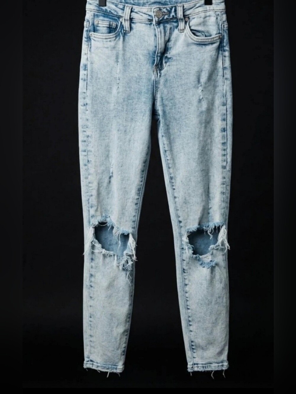 Kendall & Kylie The Icon High Rise Light Wash Blue Ripped Straight Jeans